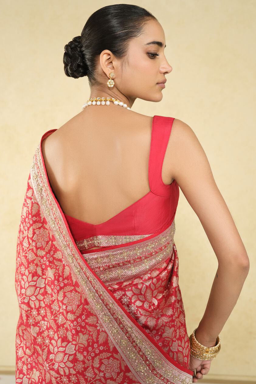 Bhaanavi Handwoven Benarasi Silk Saree, Red, image 5